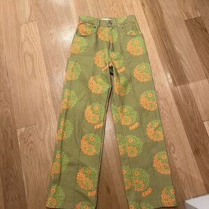 Lisa Says Gah Green and Orange Wide Leg Pants